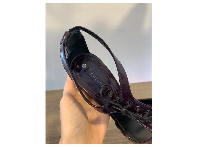Céline Sandalen dunkelviolettes Lackleder 38 - Ansicht 6