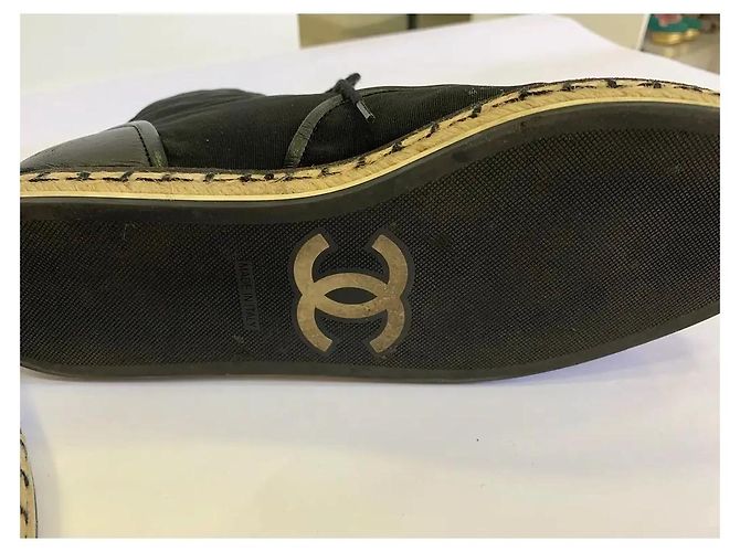 Chanel Sneakers Espadrilles in Tessuto Nero con Lacci - vista 11