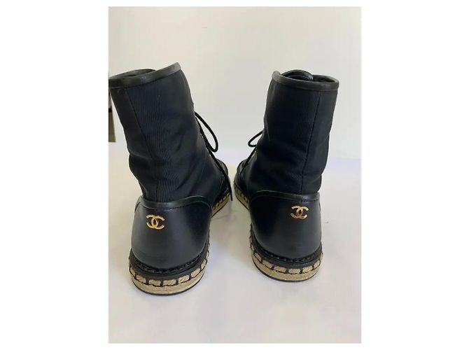 Chanel Sneakers Espadrilles in Tessuto Nero con Lacci - vista 6
