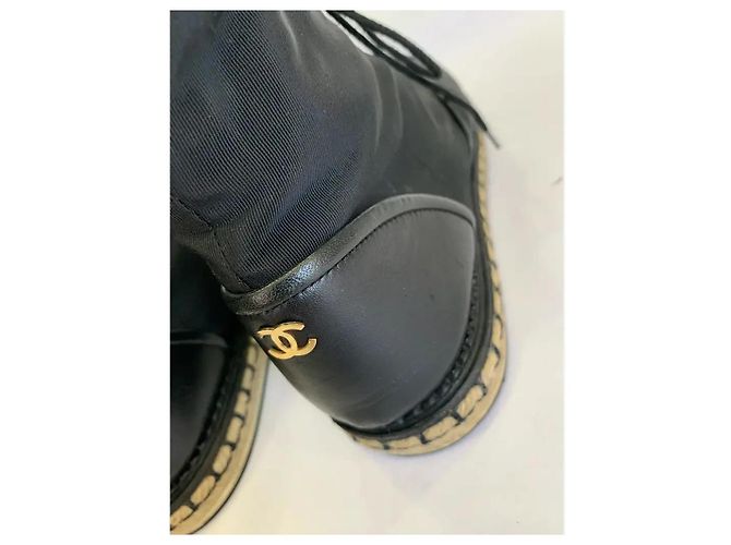 Chanel Sneakers Espadrilles in Tessuto Nero con Lacci - vista 7