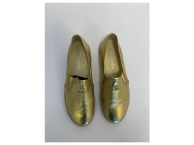 Chanel CC Espadrilles Gold Metallic Kalbsleder Größe 37 Golden - Ansicht 2