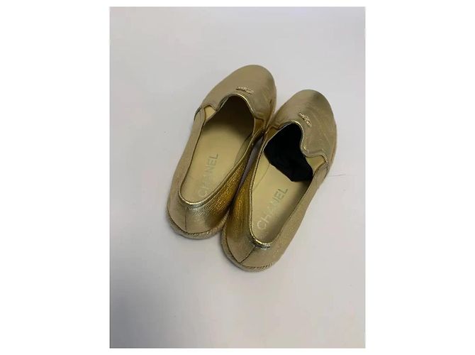 Chanel CC Espadrilles Gold Metallic Kalbsleder Größe 37 Golden - Ansicht 4