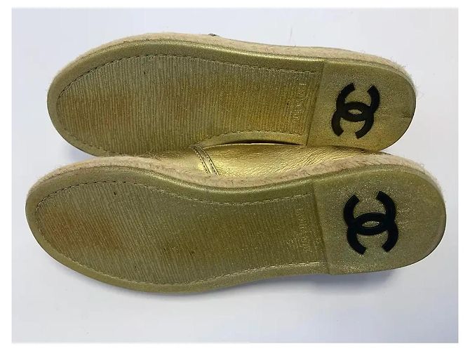 Chanel CC Espadrilles Gold Metallic Kalbsleder Größe 37 Golden - Ansicht 8