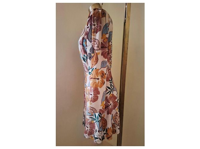 Autre Marque Lumina Kleid mit Blumenmuster Braun Pink Rot Beige Grün Gelb Dunkelbraun Hellblau - Ansicht 10