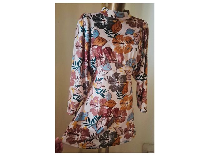 Autre Marque Lumina Kleid mit Blumenmuster Braun Pink Rot Beige Grün Gelb Dunkelbraun Hellblau - Ansicht 5