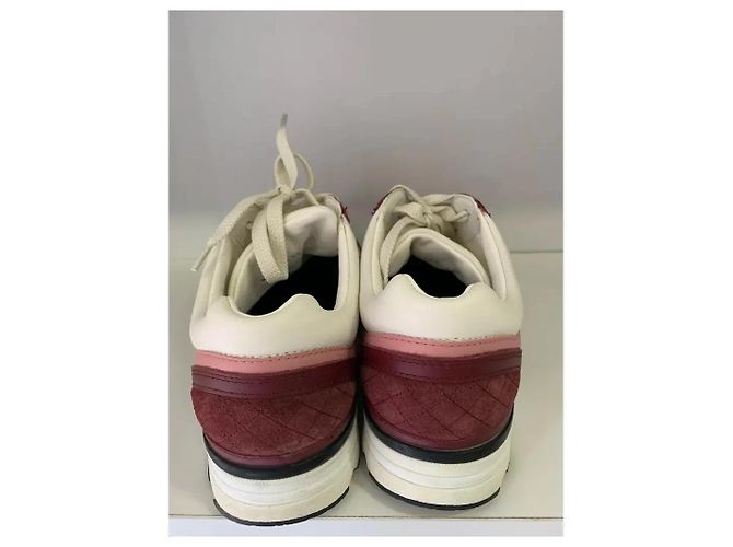 Chanel Logo Sneaker Leder bordeaux rosa weiß - Ansicht 2