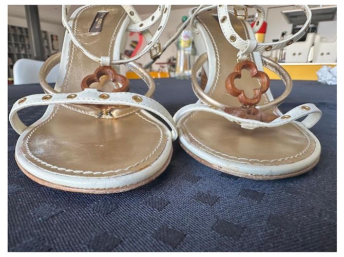 Sandali con zeppa Louis Vuitton in pelle bianca Bianco - vista 5