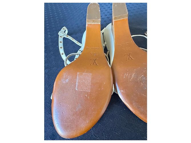 Sandali con zeppa Louis Vuitton in pelle bianca Bianco - vista 8