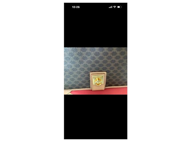 Céline Borsa a spalla Triomphe in tela rivestita marrone - vista 2