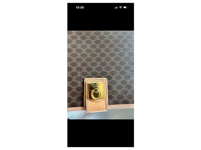 Céline Borsa a spalla Triomphe in tela rivestita marrone - vista 4