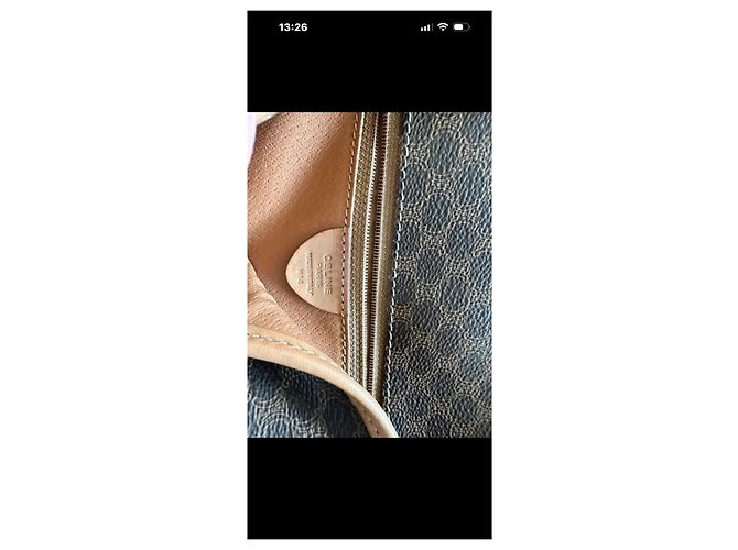 Céline Borsa a spalla Triomphe in tela rivestita marrone - vista 5