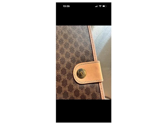 Céline Borsa a spalla Triomphe in tela rivestita marrone - vista 6