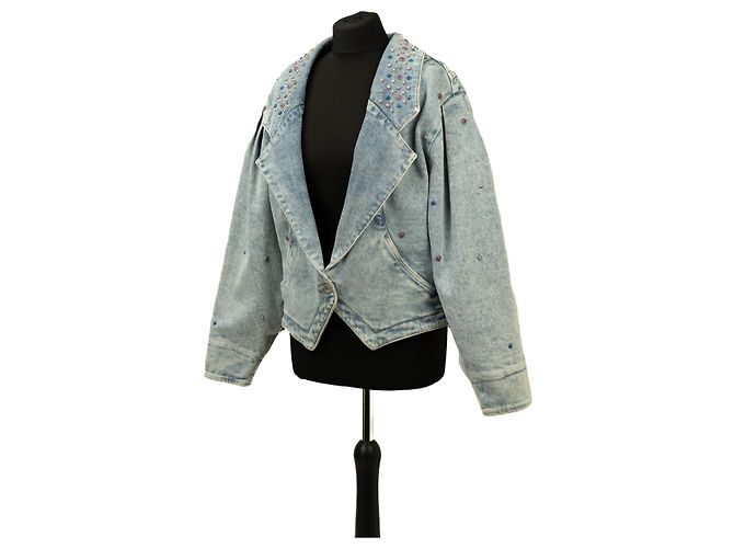 Isabel Marant Jeansjacke blau Baumwolle mit Perlen - Ansicht 2