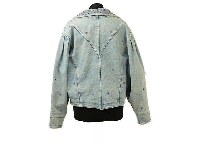 Isabel Marant Jeansjacke blau Baumwolle mit Perlen - Ansicht 3