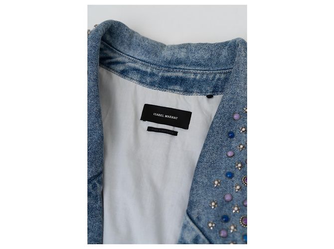 Isabel Marant Jeansjacke blau Baumwolle mit Perlen - Ansicht 5