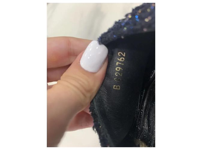 Espadrillas Chanel in tweed blu navy logo CC - vista 7