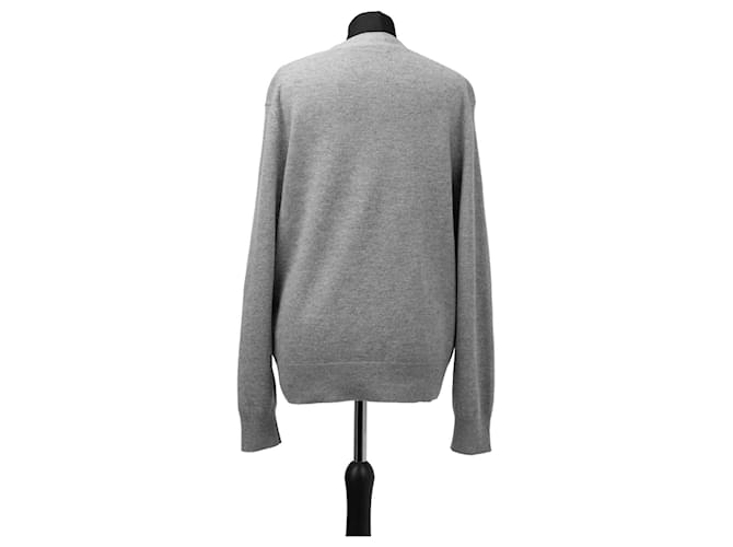 Autre Marque ACNE STUDIOS grauer Wollstrick-Cardigan mit Face Patch - Ansicht 2
