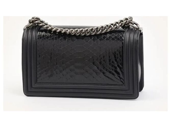 Chanel Boy Medium Python und Lammleder Schultertasche Marineblau - Ansicht 3