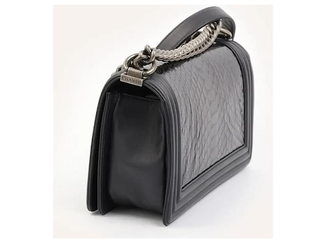 Chanel Boy Medium Python und Lammleder Schultertasche Marineblau - Ansicht 4