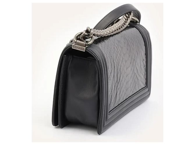 Chanel Boy Medium Python und Lammleder Schultertasche Marineblau - Ansicht 5