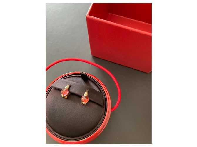Pomellato M'AMA non M'AMA Orecchini Oro Rosa Diamanti e Granati Rosso - vista 2
