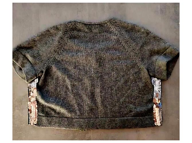 Eric Bompard Grauer Cardigan aus Kaschmir und Seide mit Pailletten - Ansicht 3