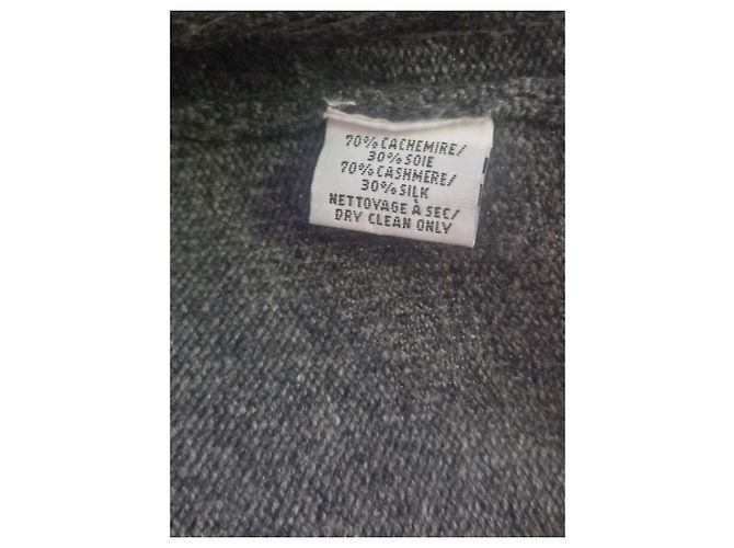 Eric Bompard Grauer Cardigan aus Kaschmir und Seide mit Pailletten - Ansicht 7