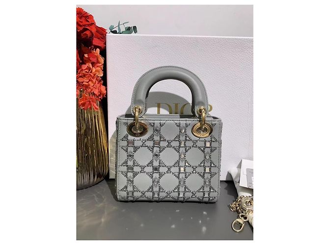 Dior Duchesse Tasche Grau Lammleder Goldene Schnalle - Ansicht 2