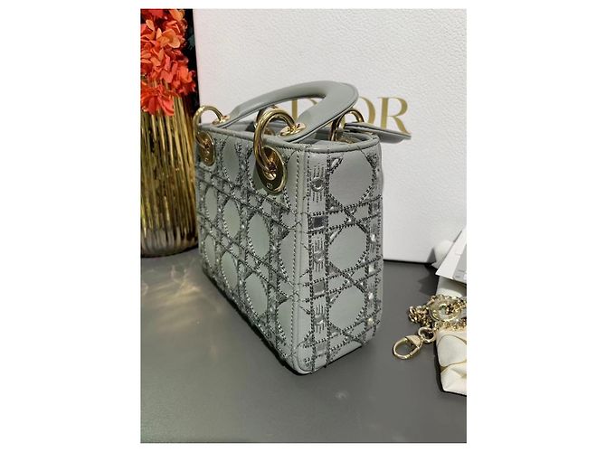 Dior Duchesse Tasche Grau Lammleder Goldene Schnalle - Ansicht 4