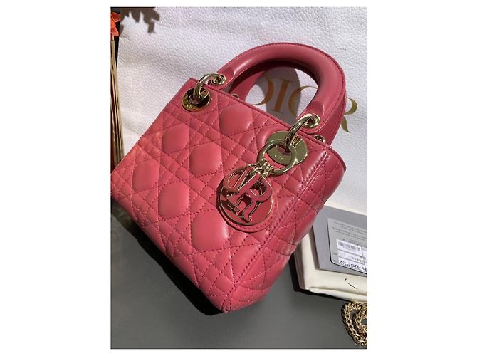Borsa Dior in pelle di agnello rosa ibisco - vista 2