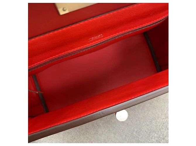 Borsa a mano Hermès Lovecraft 2424 in pelle rossa Rosso - vista 10