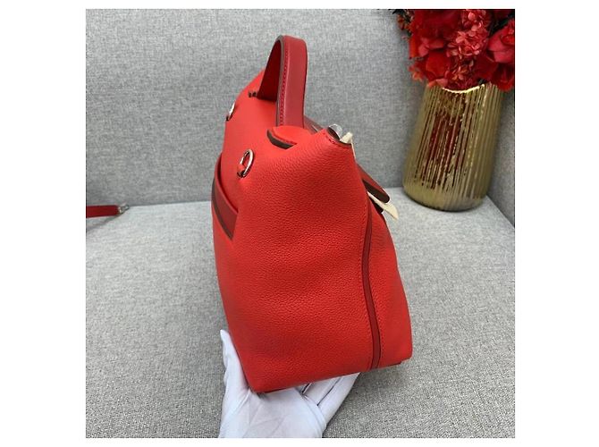 Borsa a mano Hermès Lovecraft 2424 in pelle rossa Rosso - vista 4