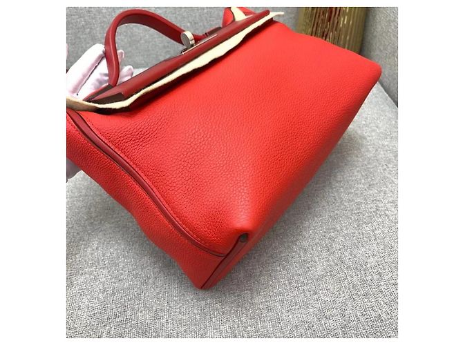Borsa a mano Hermès Lovecraft 2424 in pelle rossa Rosso - vista 6