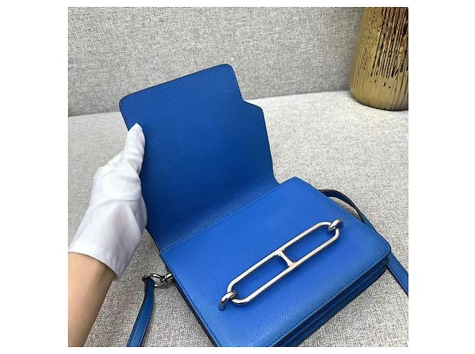 Hermès Roulis 19 Lovecraft Handtasche Leder Blau - Ansicht 6