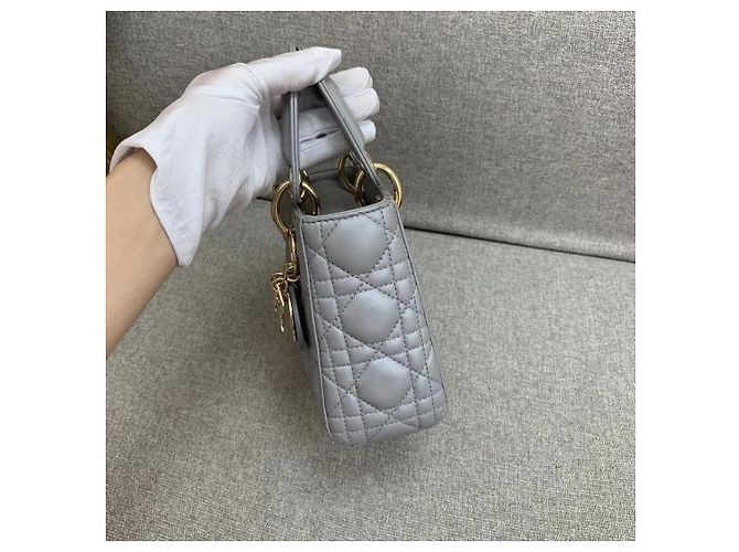 Borsa Dior Triple Gem in pelle di agnello grigio opaco - vista 4