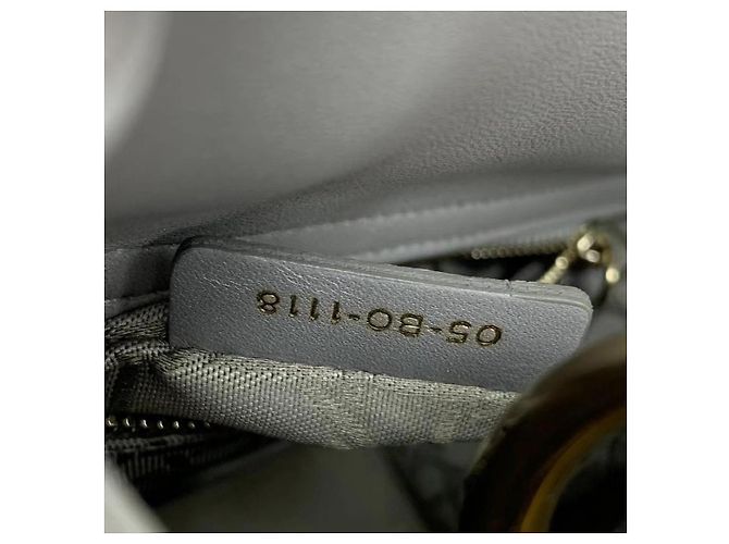 Borsa Dior Triple Gem in pelle di agnello grigio opaco - vista 8
