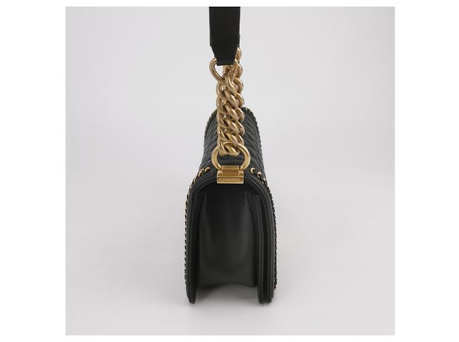 Borsa Chanel Leboy Medium in pelle lychee nera Nero - vista 5