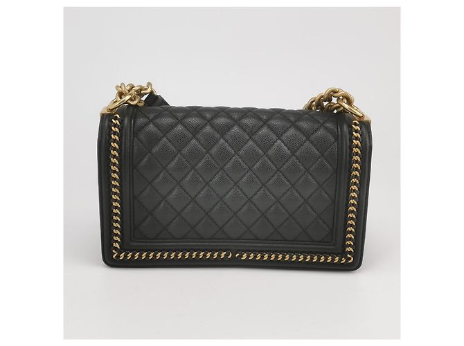 Borsa Chanel Leboy Medium in pelle lychee nera Nero - vista 6