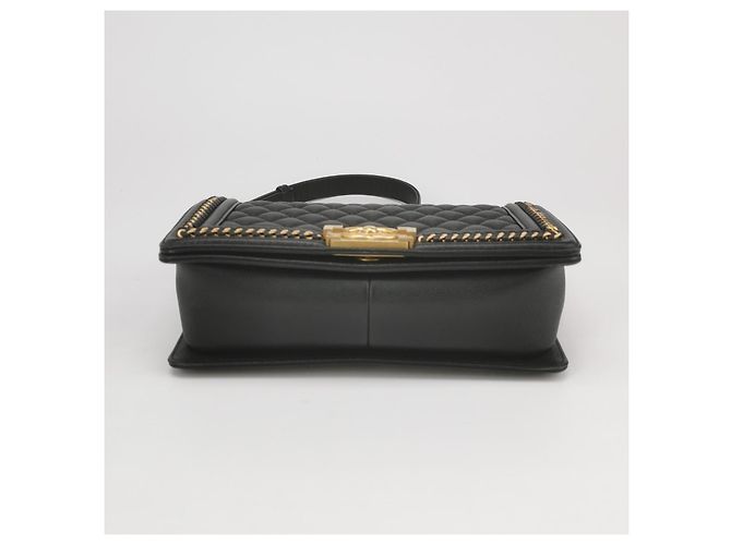 Borsa Chanel Leboy Medium in pelle lychee nera Nero - vista 7