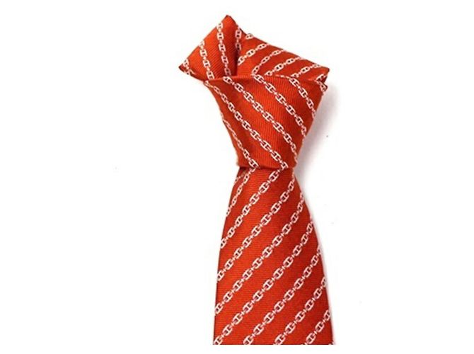 Cravatta Hermès Chaine d'Ancre in seta arancione - vista 5