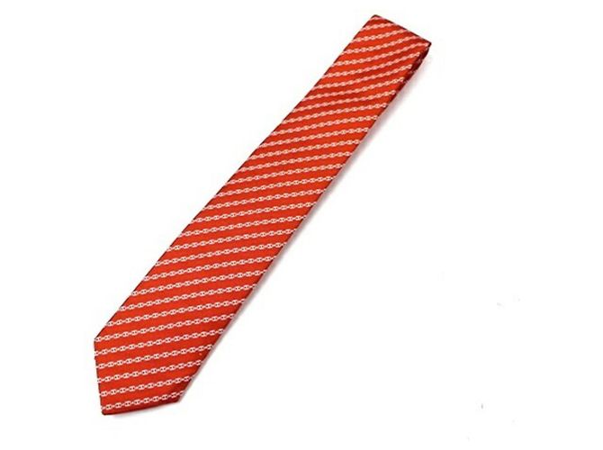Cravatta Hermès Chaine d'Ancre in seta arancione - vista 6