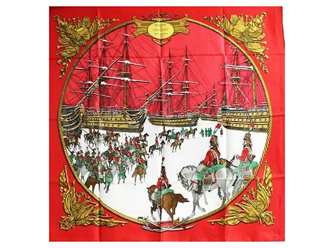 Foulard in seta Hermès - Marina e Cavalleria Bianco Rosso - vista 2