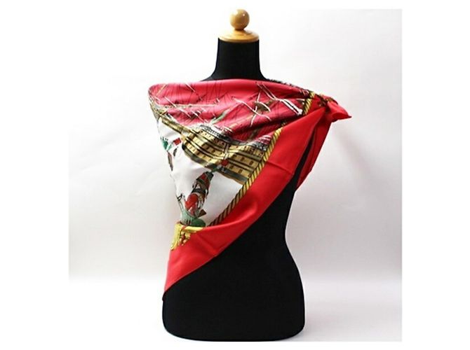 Foulard in seta Hermès - Marina e Cavalleria Bianco Rosso - vista 3