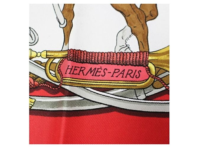 Foulard in seta Hermès - Marina e Cavalleria Bianco Rosso - vista 7