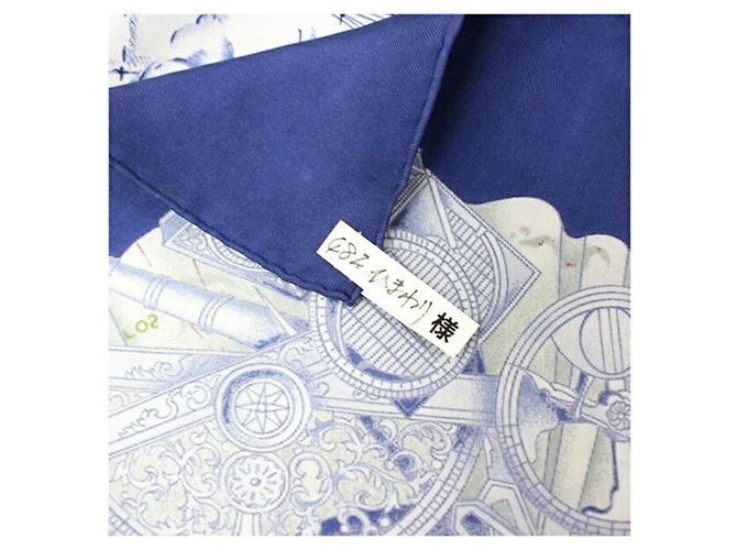 Hermès Carré 90 Schal Weiß Marineblau - Ansicht 5