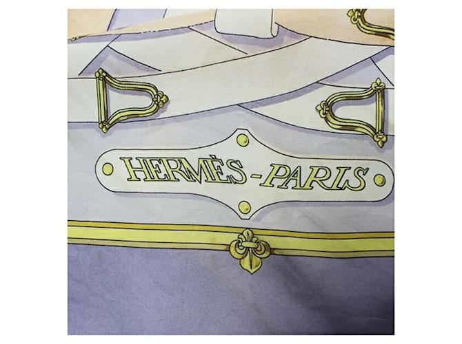 Sciarpa Hermès Carre 90 CAVALCADOUR Rosa Bianco Porpora - vista 5