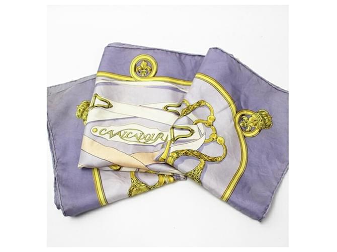 Sciarpa Hermès Carre 90 CAVALCADOUR Rosa Bianco Porpora - vista 7
