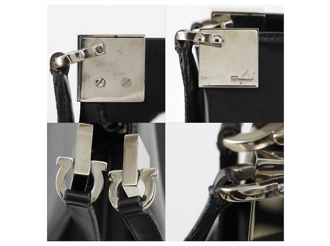 Borsa Tote Gancini Salvatore Ferragamo EF-21 9641 Nero - vista 17