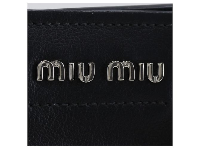 Borsa Tote in Pelle Nera Miu Miu con Catena Nero - vista 10
