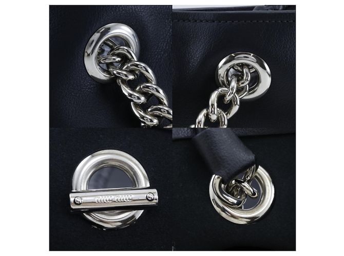 Borsa Tote in Pelle Nera Miu Miu con Catena Nero - vista 11